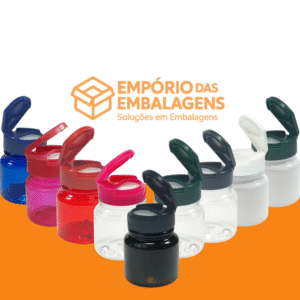 Pote Cápsula PET 50ml Tampa Flip Top – 20 Unidades
