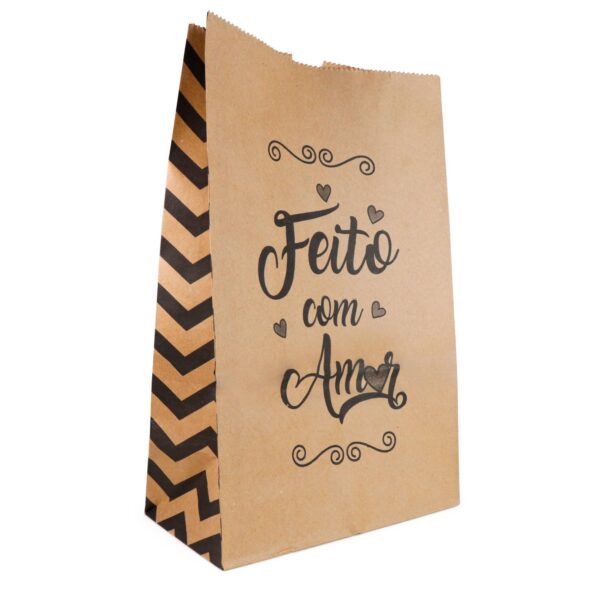 Saco Kraft p/ Delivery Feito com Amor (22×11,5x34cm) – 100 Unidades 1