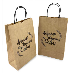 Sacola Kraft c/ alça (22 x 11,5 x 34 cm) Pequenas Coisas – 100 unid
