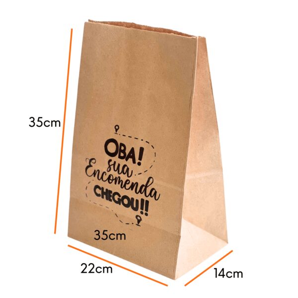 Saco Kraft Delivery (22 x 14 x 35 cm) – 100 Unidades 2